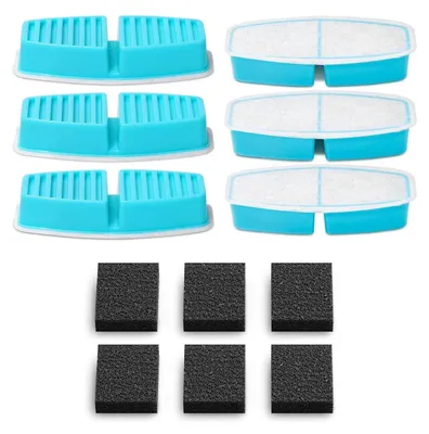 Productafbeelding van Vervangingsfilters voor kattenfonteinen, set van 12 (6 filters, 6 schuursponsjes) met actieve kool