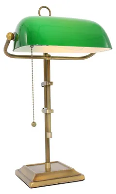 Produktbild von RGB LED Banker Tischlampe, bronze, Glasschirm grün, H 56 cm