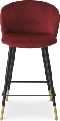 Produktbild von Casa Padrino Luxus Barstuhl Bordeauxrot / Schwarz / Gold 50,5 x 54 x H. 92,5 cm - Luxus Barhocker mit Rückenlehne und edlem Samstoff - Luxus Bar Möbels