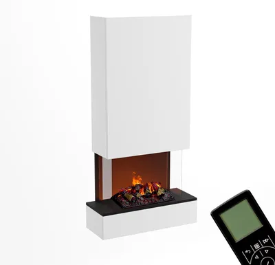 Produktbild von GLOW FIRE Elektrokamin 'Hölderlin Hoch'| Wasserdampf Kamin mit OMC 500 inkl. Holz in weiß als Wandkamin| HxBxT: 158x80x30 cm
