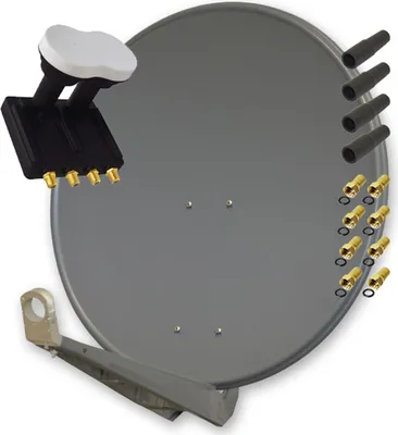 Produktbild von PremiumX Deluxe 85 Alu SAT Antenne in Anthrazit mit Quad Monoblock LNB 3° für 4 Teilnehmer