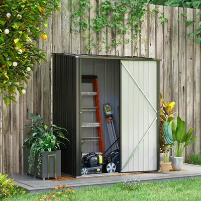 Immagine prodotto di Armadio da giardino - Casina da giardino - Mobiletto portaoggetti - Cassetto per attrezzi - Deposito esterno - Nero - Acciaio zincato