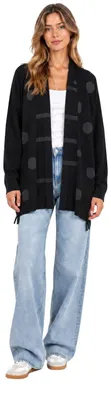 Produktbild von Damen Strickjacke Sarah Pacini elegant schwarz Kimono-Stil transparentes Design