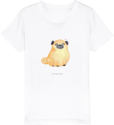 Produktbild von Mr. & Mrs. Panda Kleinkinder T-Shirt Mops 3-4 Jahre (98/104) - Weiß - Geschenk, Hund, Hundemama, Knuffig, Teenager, Liebe, Kleinkind, Öko Kinder, für, Sprüche