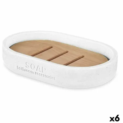 Obrázek produktu pro Mýdlenka bílá pryskyřice bambus 12,5 x 2,5 x 8,5 cm (6 kusů)