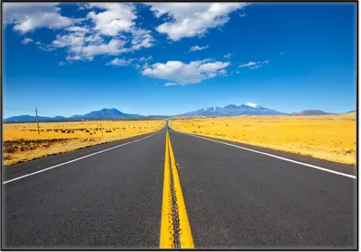 Produktbild von Wallario Wandbild Route 89 in Arizona - Am Ende der Horizont, Größe: 70,30 x 100,30 cm, Poster mit schwarzem Aluminiumrahmen