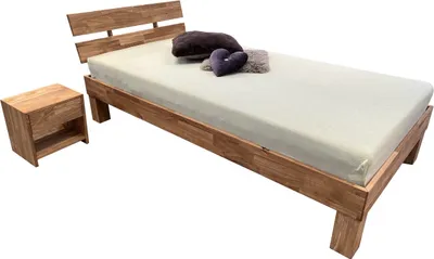 Produktbild von Futonbett Schlafzimmer Bett Wildeiche massiv Holz geölt Jenny 90 x 200 cm