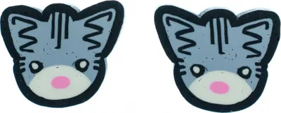 Produktbild von Katzenkopf grau Ohrstecker Miniblings Stecker Ohrringe Katze Katzen Kätzchen