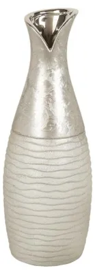 Zdjęcie produktu dla Wazon ceramiczny, srebrzysty, 13 x 34 cm, idealny do dekoracji wnętrz
