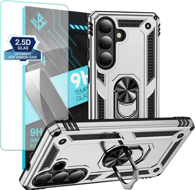 Produktbild von Armor Outdoor Handyhülle für Samsung Galaxy S26 Handy Panzer Case Schutzhülle mit 9H Displayglas Displayschutz Farbe: Silber
