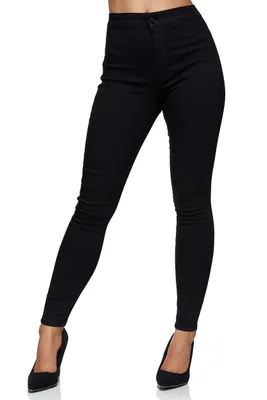 Image de Jeans Elara pour femmes, taille haute, coupe slim, modèle Chunkyrayan, couleur noire, taille 44 (2XL)