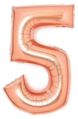 Image de Ballon en aluminium « 5 » rose doré, 52 x 66 cm - Amscan