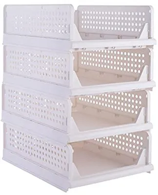 Obrázek produktu pro Sada skříní se 4 skříněmi. Úložná bedna na oblečení. Nastavitelný organizér do skříně. Úložné boxy šetří místo. (S-44x34x14)