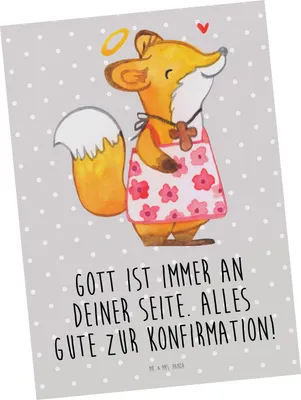 Produktbild von Mr. & Mrs. Panda Grußkarte Fuchs Konfirmation Mädchen - Grau Pastell - Geschenk, Gläubig, Postkarte, Alles Gute, Ansichtskarte, Ansichtskarten, Fotokarte, Kommunion, Gott