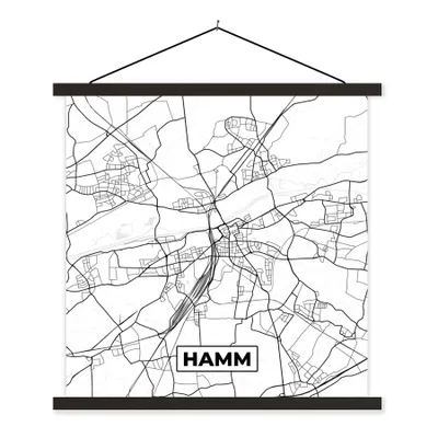 Produktbild von MuchoWow® Textilposter Hamm - Karte - Stadtplan 120x120 cm mit schwarzem Rahmen - Aufhängungsset