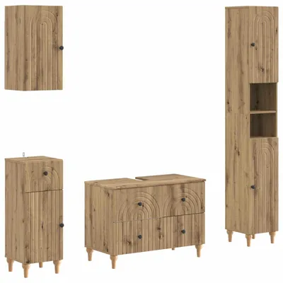 Produktbild von vidaXL 4-teiliges Badezimmer-Schrank-Set ALKMAAR Artisan-Eiche