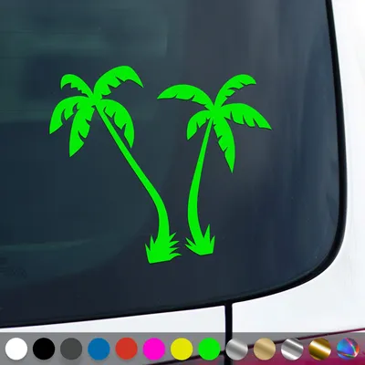 Produktbild von PantherPixel Reisen Aufkleber Insel Camping Strand Urlaub Palmen Sticker Auto Geschenkidee Farbe Neon-Grün