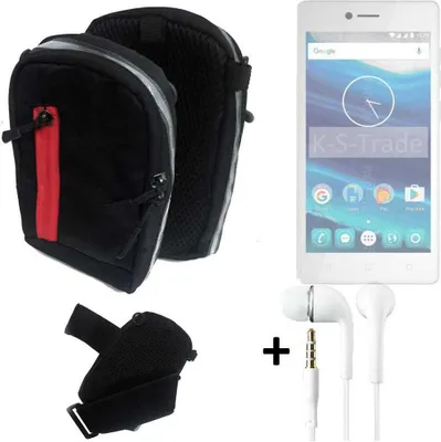 Produktbild von K-S-Trade Outdoor Gürteltasche Holster Umhängetasche + Kopfhörer kompatibel mit Qilive Q7 5 schwarz Handy Tasche Case travelbag Schutzhülle
