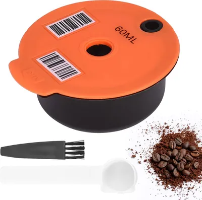 Obrázek produktu pro Opakovaně použitelné, znovu naplnitelné filtrační kapsle do kávy pro Bosch Tassimo s čisticím kartáčkem a lžičkou na kávu (60 ml)