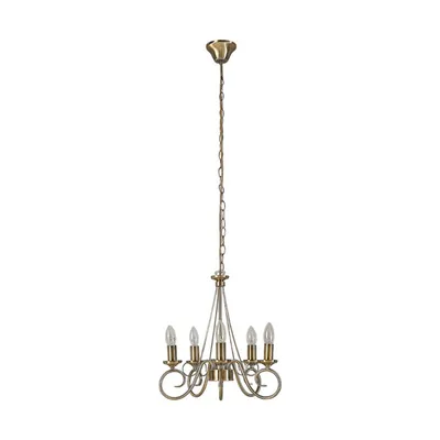 Produktbild von Lindby Kronleuchter Marnia, 5-flg., Ø 40 cm, altmessing, E14