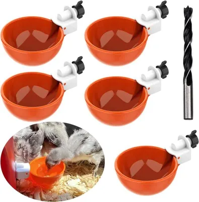 Produktbild von 5 Stücke Hühnertränke Automatische Geflügeltränke DIY Beliebige Montage Hühnerwasserspende Hühnerwasserbecher für Geflügel wie Hühner Enten Gänse Truthähne