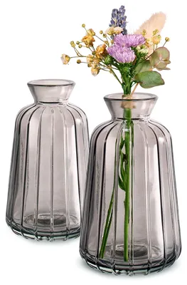 Productafbeelding van Omgoods - Set van 6 Mini Glazen Vazen Vintage Stijl