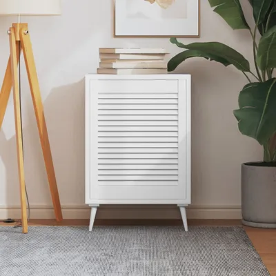 Immagine prodotto di The Living Store Armadio a doghe design bianco 61,5x49,4 cm in legno di pino massiccio