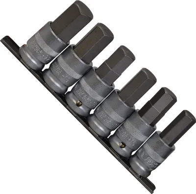 Produktbild von 6 Innensechskant Steckschlüsseleinsätze Bits Nüsse für INBUS® Schrauben 14-22mm