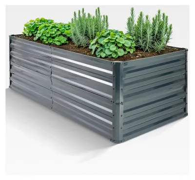 Produktbild von Hochbeet aus Metall 120x90x59 cm | Gartenbeet aus verzinktem Stahl | Wetterfestes und rostfreies Pflanzbeet | Rechteckiges Gemüsebeet für Garten und Terrasse | Hochbeet Bausatz ohne Boden