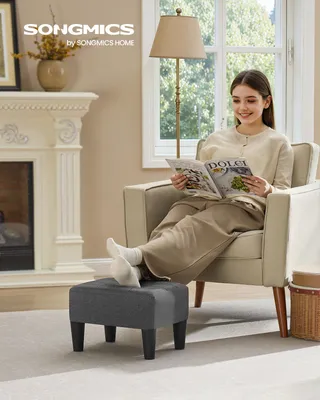 Produktbild von SONGMICS Sitzhocker, Fußhocker, Leinenimitat, Hocker, dicke Polsterung, bis 150 kg belastbar, für Wohnzimmer Schlafzimmer Eingangsbereich