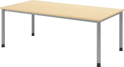 Produktbild von bümö Schreibtisch Serie-H - Nachbildung Ahorn, Gestell: Silber, Größe:  200 x 100 cm