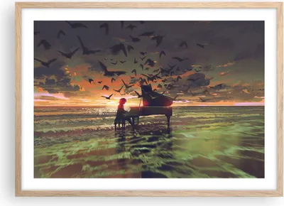 Produktbild von Gerahmtes Poster - Rahmen in heller Eiche - Klaviermusik - 70x50 cm - Wand Bild - Wanddeko - Wandbilder - Kunstposter - Wandposter - Bilderrahmen - Bilder - Kunstdruck - Wandbild - P2NAA70x50-3911
