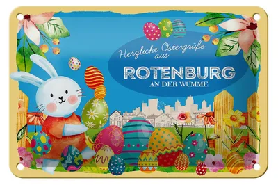 Produktbild von Blechschild Ostern Ostergrüße 18x12cm ROTENBURG AN DER WÜMME Deko