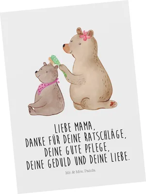 Produktbild von Mr. & Mrs. Panda Postkarte Bär Kind - Weiß - Geschenk, Vatertag, Tochter, Geschenkkarte, Danke Mama, Muttertag, Geburtstagskarte, Grußkarte, Mutti, Mama, Schwester, Papa