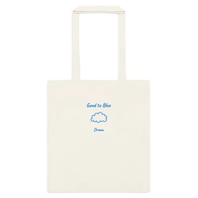 Produktbild von Good to Blue Dream Baumwolltasche 38 × 42 cm – Stoffbeutel mit „Dream“ Stickerei & Wolkenmotiv – 100 % Baumwolle – 10 L