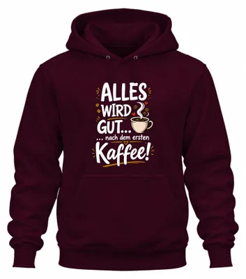 Immagine prodotto di "Tutto andrà bene" – Felpa con cappuccio, sarcasmo, colore bordeaux, taglia L