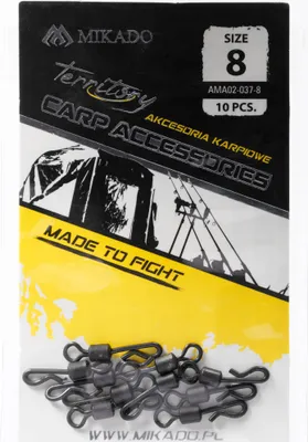 Obrázok produktu pre 10 x MIKADO QUICK CHANGE SWIVEL čierny otočný kaprový obratlík č. 8