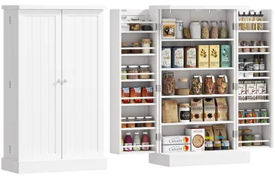 Produktbild von Küchenschrank mit 2 Türen, 5 Einlegeböden und 12 Schubladen – Maße: 60 cm (B) x 30 cm (T) x 104 cm (H) – weiß