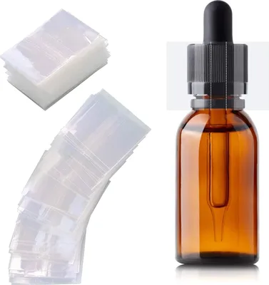 Produktbild von 500 Stück transparente perforierte Schrumpfbänder - 45 x 30 mm - PVC Schrumpffolie Dichtungsbänder - ätherische Ölflaschen - Reagenzglasflaschenverschlüsse - Durchmesserbereich 3/4 " bis 1"
