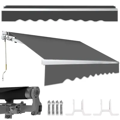 Produktbild von Jopassy Markise Sonnenmarkise Gelenkarmmarkise Balkonmarkise Sonnenschutz Klemmmarkise UV-beständig Fenster Balkone Garten Wasserdicht UV-Schutz Grau 350x300cm