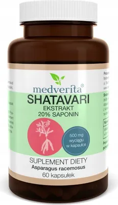 Produktbild von MEDVERITA Shatavari-Extrakt 20 % Saponine, 60 Kapseln.