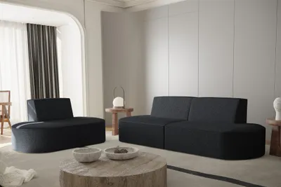 Produktbild von Sofaset Designersofa Set 2-1 MILOT in Stoff Ascot Bukla Schwarz