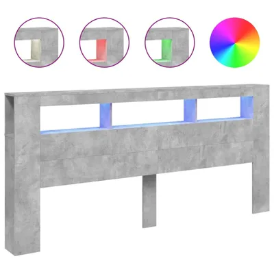 Produktbild von vidaXL LED-Kopfteil Betongrau 220x18,5x103,5 cm Holzwerkstoff