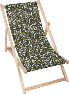 Produktbild von Dreamroots Liegestuhl klappbar Holz bis zu 130 kg, Sonnenliege klappbar mit 3-stufiger Neigungsregulierung der Rückenlehne, White Flower Meadow