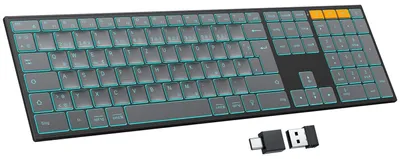 Obrázok produktu pre Bezdrôtová klávesnica s podsvietením, Bluetooth, plná veľkosť s numerickou klávesnicou