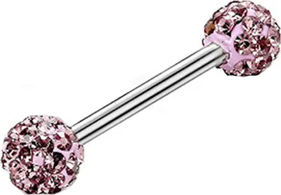 Produktbild von Frauen Strass Zunge Nase Nippel Ring Ohrstecker Körper Piercing Schmuck-Rosa