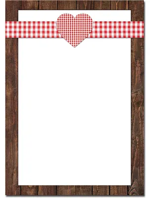 Produktbild von 25 Blatt Briefpapier Druckerpapier ROT weiß kariert HERZ Holz-Optik Rahmen braun einseitig bedruckt 100g Schreibpapier Motiv-Papier DIN A4 Brief-Bogen Bayern bayerisch Design-Papier25 Blatt