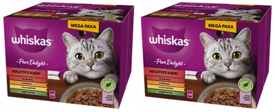 Zdjęcie produktu dla Mokra karma dla dorosłych kotów w galaretce Whiskas Pure Delight Soczyste Kąski 2x(24x85g)