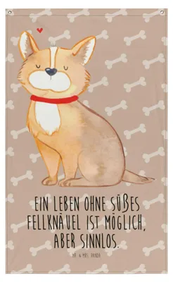 Produktbild von Mr. & Mrs. Panda Tapisserie Hund Glück - Hundeglück - Geschenk, Liebe, Wandbild, Herz, Wandtuch, Gobelin, Wandbehang, glücklich, Wandschmuck, Sprüche, Spruch, Wandteppich