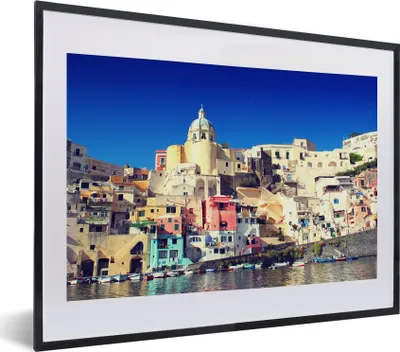 Produktbild von MuchoWow® MuchoWow® Gerahmtes Poster Haus - Meer - Italien 40x30 cm - Poster mit zchwarzem Bilderrahmen - Bilderrahmen - Poster im Rahmen